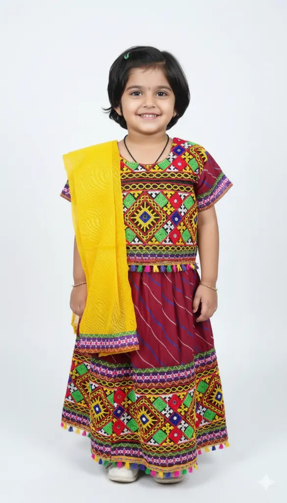 Girls' Traditional Garba Navratri Lehenga Choli Set